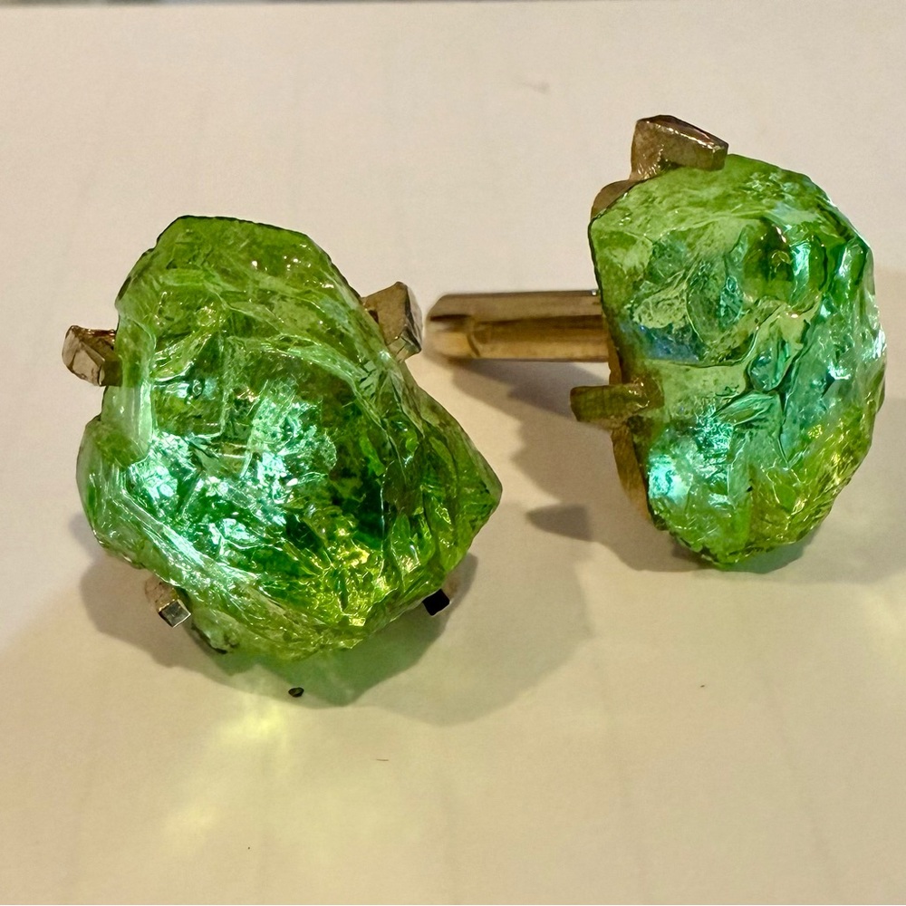 Green Stone Retro Cuff Links